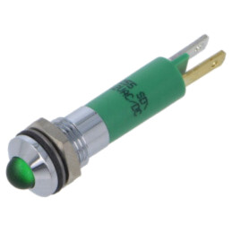 Lampă de control: LED; convex; verde; 12VDC; 12VAC; Ø8mm; IP67