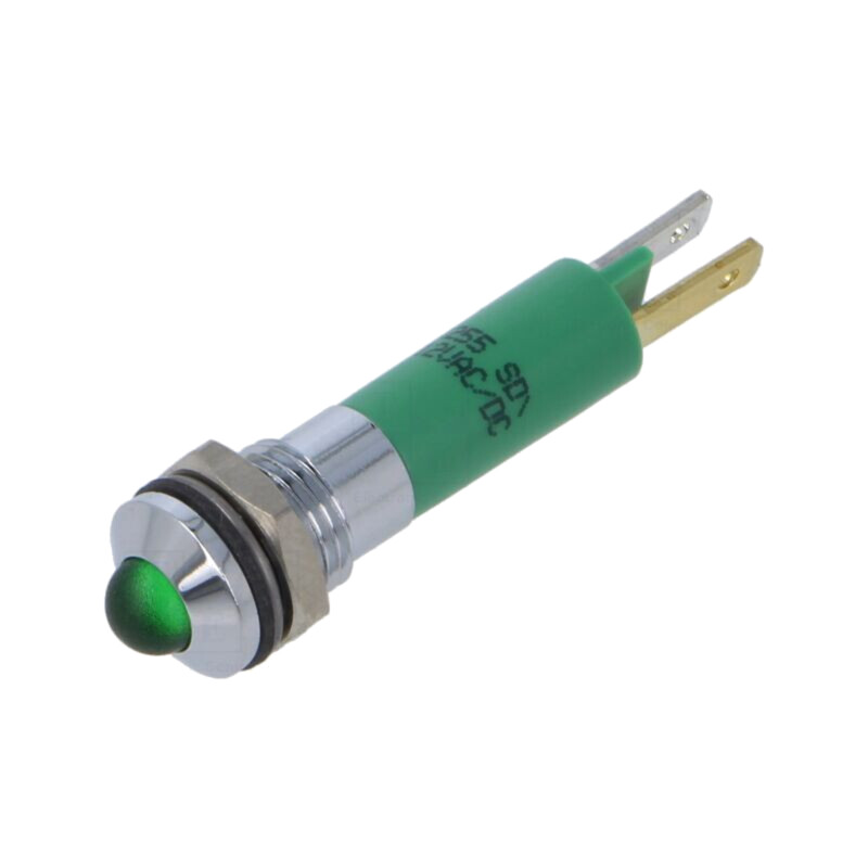Lampă de control: LED; convex; verde; 12VDC; 12VAC; Ø8mm; IP67 Lampă de control: LED; convex; verde; 12VDC; 12VAC; Ø8mm; IP67