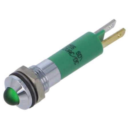 Lampă de control: LED; convex; verde; 12VDC; 12VAC; Ø8mm; IP67