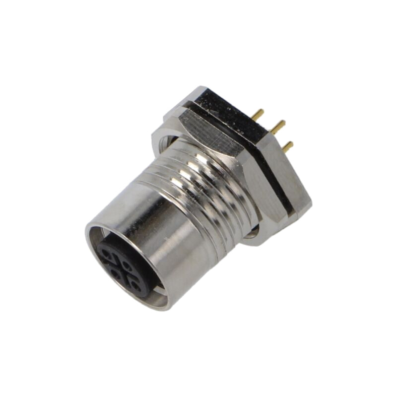 Conector: M12; soclu; mamă; 4A; 250V; PIN: 4; IP67; drept; THT