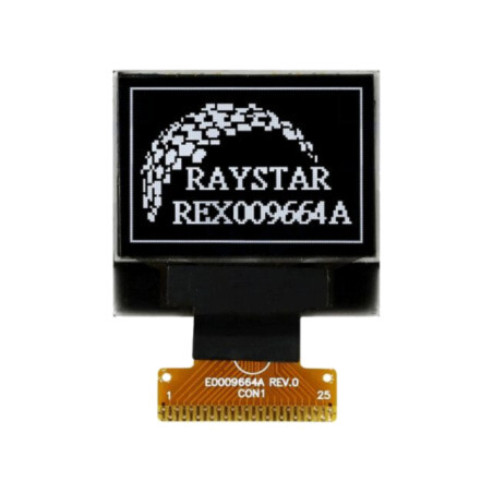 Afişaj: OLED; grafic; 0,95"; 96x64; Dim: 24,9x22,95x1,65mm; albă