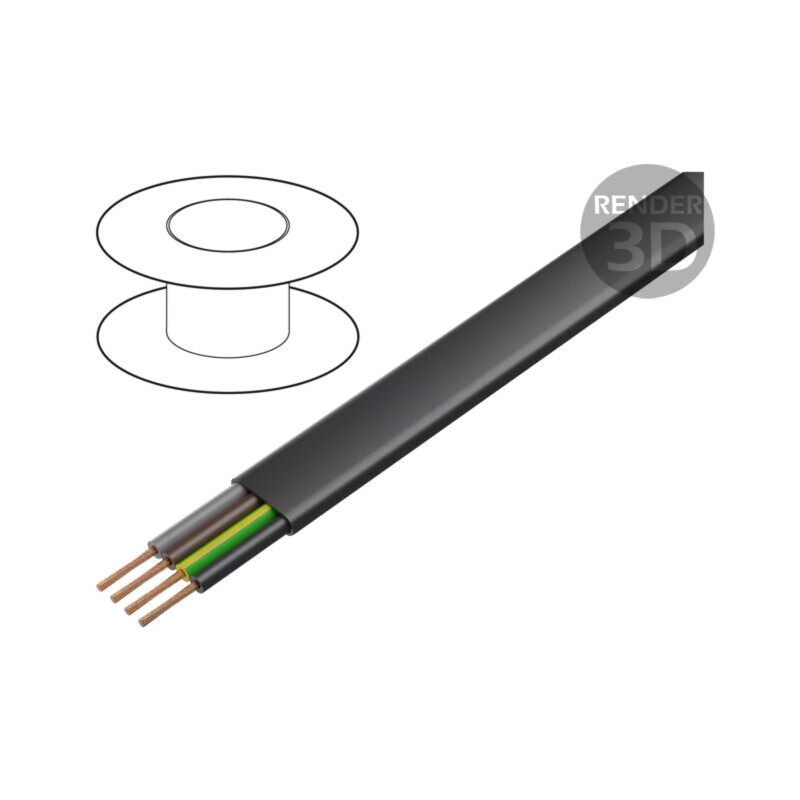 Cablu; H07VVH6-F,PVC-Flach; 4G4mm2; neecranat; 450V,750V; Cu