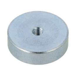 Magnet: fix; neodim; 75N; Ø: 16mm; H: 4,5mm; oţel; Lung.filet: 1,5mm