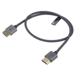 Cablu; HDMI mufă,din ambele părţi; PVC; textilă; 0,5m; argintie