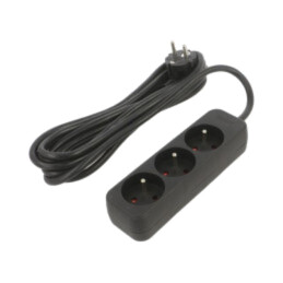 Prelungitor alimentare; 3x1mm2; Prize: 3; gumă; negru; 3m; 10A