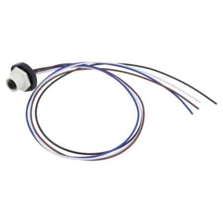 Conector: M12; soclu; mamă; 4A; 250V; PIN: 4; IP67; drept; cabluri