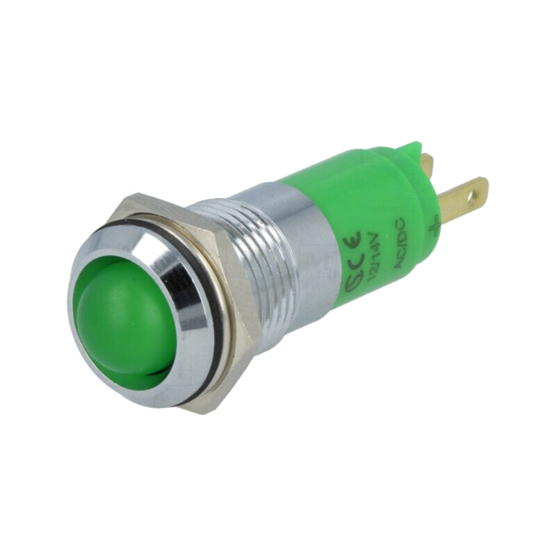 Lampă de control: LED; concav; verde; 12÷14VDC; 12÷14VAC; Ø14,2mm