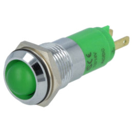 Lampă de control: LED; concav; verde; 12÷14VDC; 12÷14VAC; Ø14,2mm
