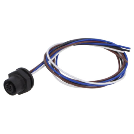 Conector: M12; soclu; mamă; 4A; 250V; PIN: 4; IP67; drept; cabluri