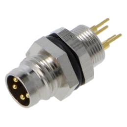 Conector: M8; soclu; tată; 48V; 4A; PIN: 4; IP67; THT; 0,34mm2