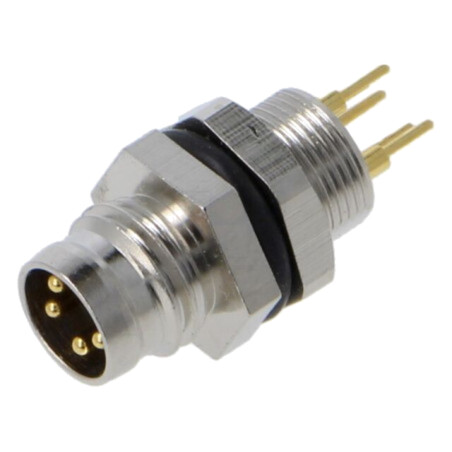 Conector: M8; soclu; tată; 48V; 4A; PIN: 4; IP67; THT; 0,34mm2