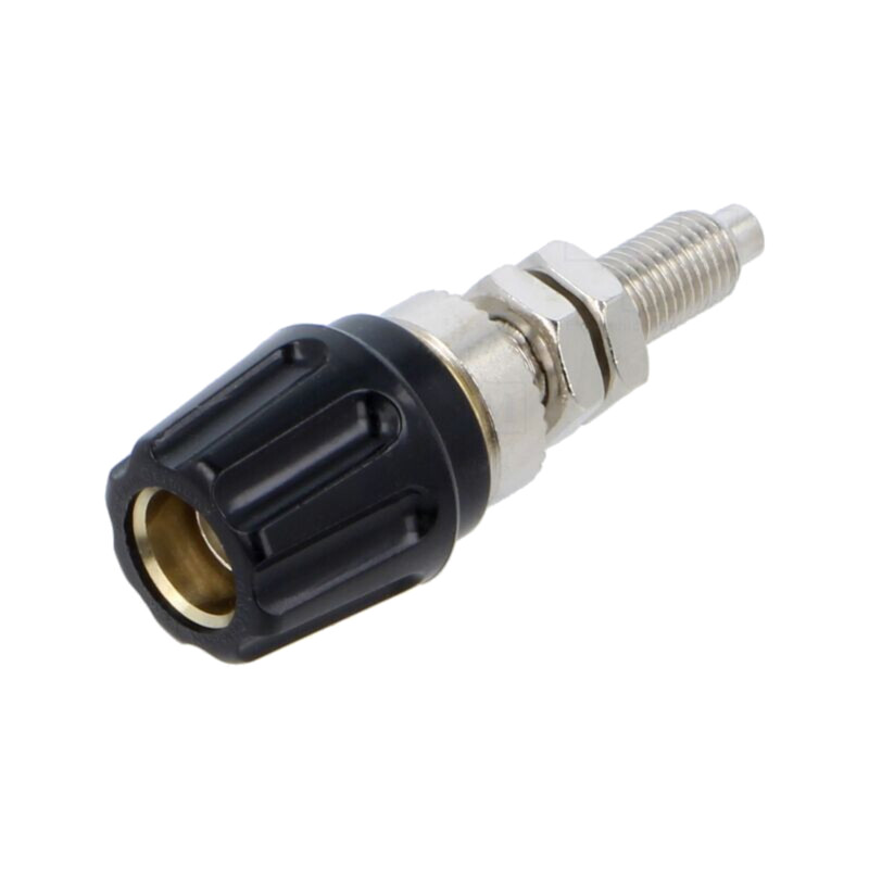Conector: banană 4mm; soclu; 63A; 30VAC; 60VDC; neagră; nichelat