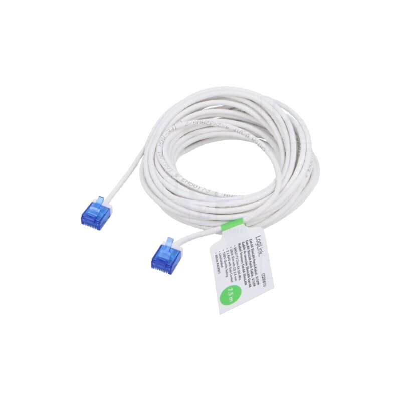 Patch cord; RJ45 mufă,din ambele părţi; U/UTP; 6a; litat; Cu; alb