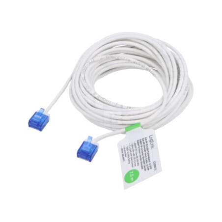 Patch cord; RJ45 mufă,din ambele părţi; U/UTP; 6a; litat; Cu; alb