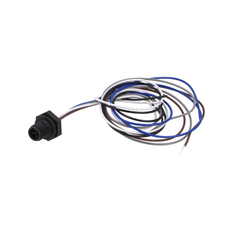 Conector: M12; soclu; tată; 2A; 60V; PIN: 5; IP67; drept; cabluri Conector: M12; soclu; tată; 2A; 60V; PIN: 5; IP67; drept; cabluri