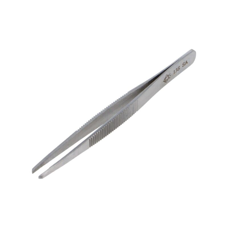 Pensetă; 120mm; Formă capăt vârf: plată,dinţată