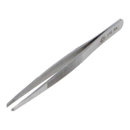 Pensetă; 120mm; Formă capăt vârf: plată,dinţată