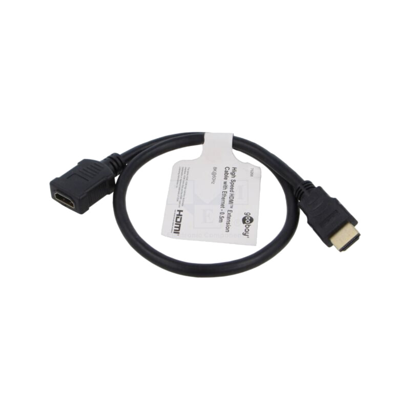 Cablu; HDMI soclu,HDMI mufă; PVC; 0,5m; negru; HDCP 2.2,HDMI 2.1 Cablu; HDMI soclu,HDMI mufă; PVC; 0,5m; negru; HDCP 2.2,HDMI 2.1