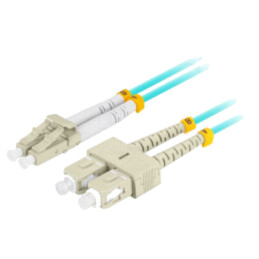 Patch cord cu fibră; OM3; LC/UPC,SC/UPC; 5m; LSZH; turcuoaz