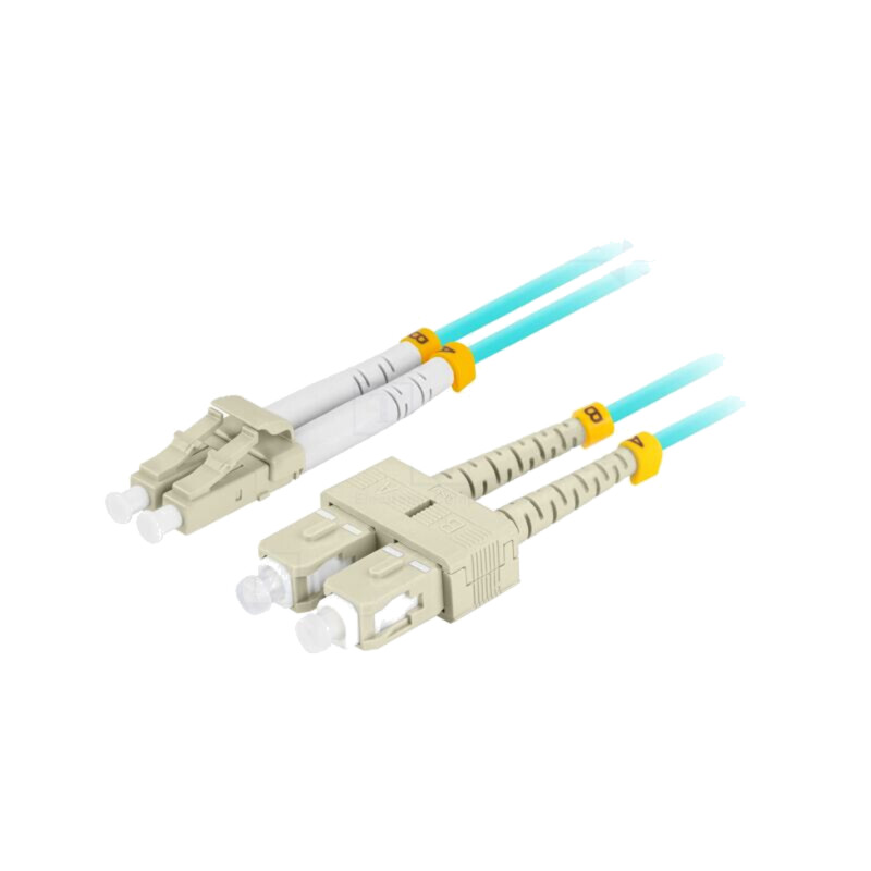 Patch cord cu fibră; OM3; LC/UPC,SC/UPC; 5m; LSZH; turcuoaz