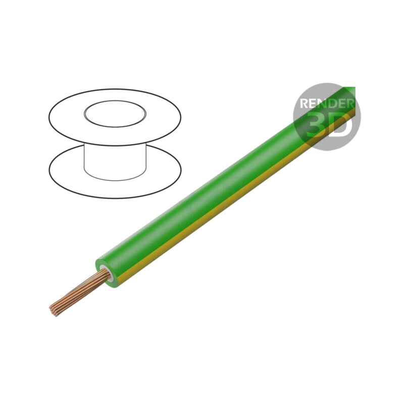 Cablu; litat; Cu; 1mm2; silicon; galben-verde; 1000V; 100m; Clasa: 6