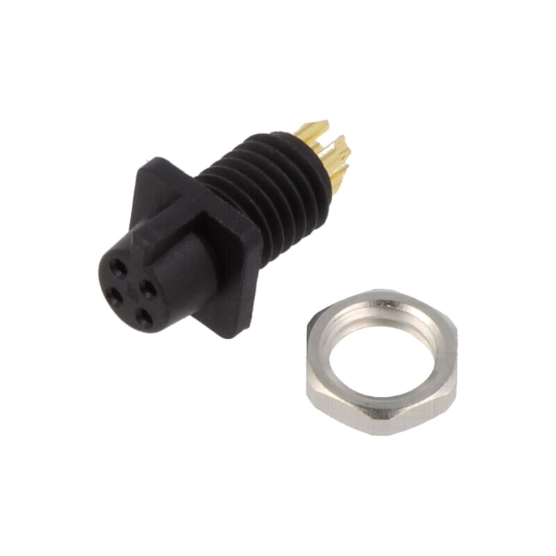 Conector: circular; soclu; mamă; PIN: 4; 60V; Snap-in,prin presare Conector: circular; soclu; mamă; PIN: 4; 60V; Snap-in,prin presare