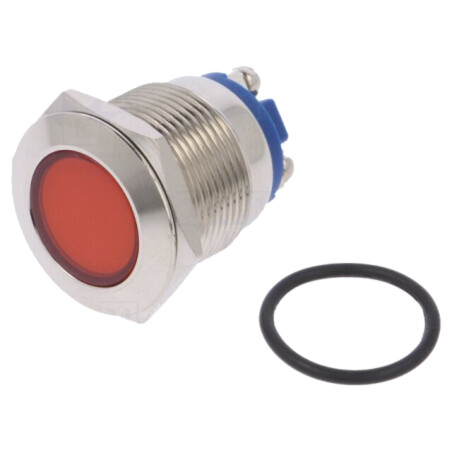 Lampă de control: LED; plată; roşie; 24VDC; 24VAC; Ø19mm; cu şurub