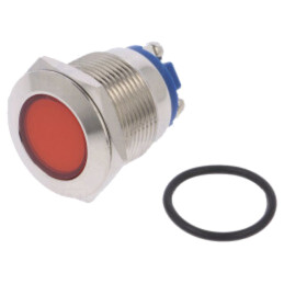 Lampă de control: LED; plată; roşie; 24VDC; 24VAC; Ø19mm; cu şurub