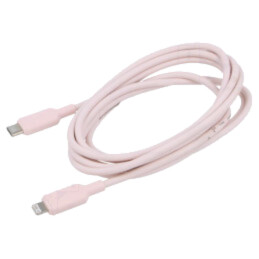 Cablu; mufă Apple Lightning,USB C mufă; nichelat; 2m; roz; PVC