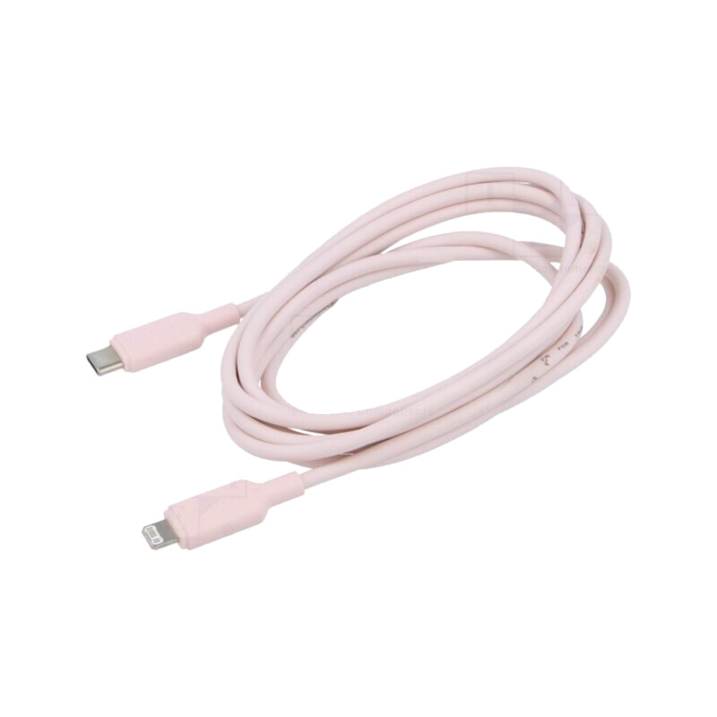 Cablu; mufă Apple Lightning,USB C mufă; nichelat; 2m; roz; PVC