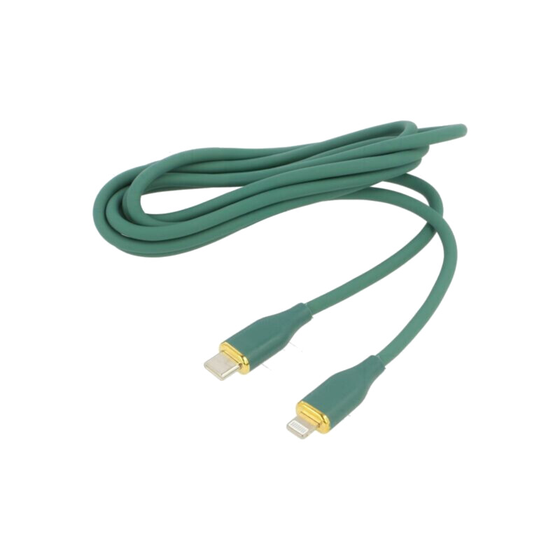 Cablu; USB 2.0; mufă Apple Lightning,USB C mufă; 1,5m; verde