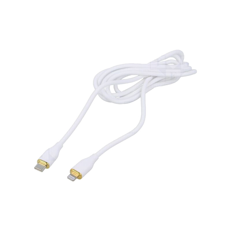 Cablu; USB 2.0; mufă Apple Lightning,USB C mufă; 1,5m; alb; 20W Cablu; USB 2.0; mufă Apple Lightning,USB C mufă; 1,5m; alb; 20W