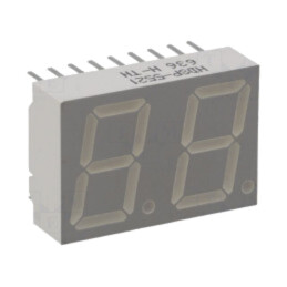 Afişaj: LED; cu 7 segmente; 14,22mm; 0,56"; Nr.car: 2; roşie; anod