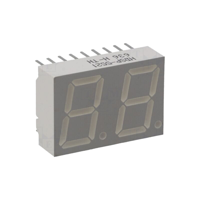 Afişaj: LED; cu 7 segmente; 14,22mm; 0,56"; Nr.car: 2; roşie; anod