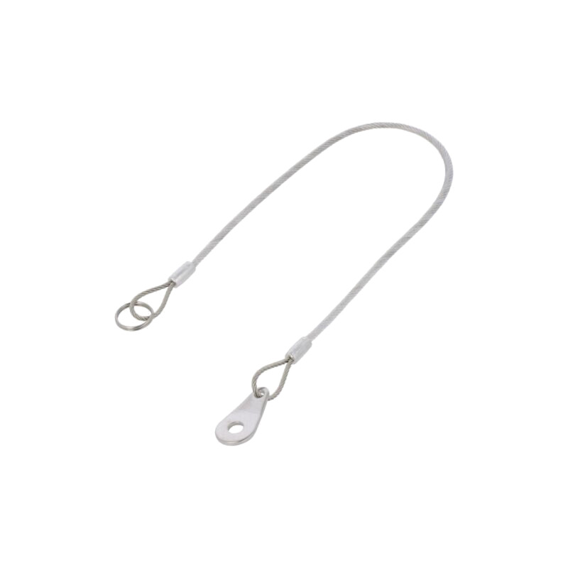 Retaining cable; with mounting tab and key ring; Plating: PVC