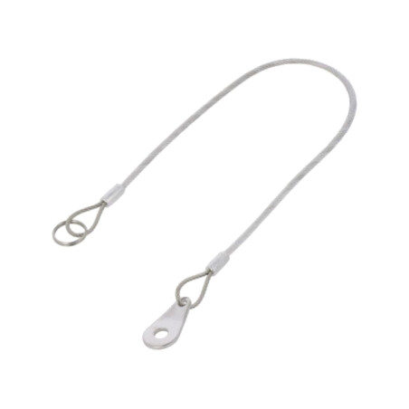 Retaining cable; with mounting tab and key ring; Plating: PVC