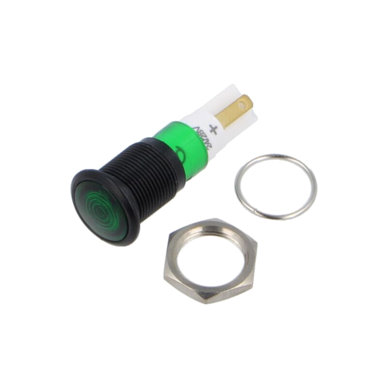 Lampă de control: LED; convex; verde; 24÷28VDC; 24÷28VAC; Ø12mm