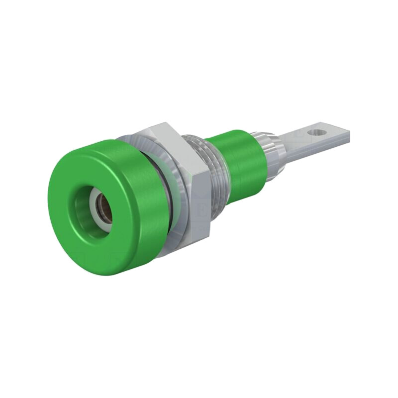 Conector: banană 2mm; soclu; 10A; 23mm; verde; lipite,pe panou