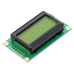 Afişaj: LCD; alfanumerice; STN Positive; 8x2; galben-verde; LED