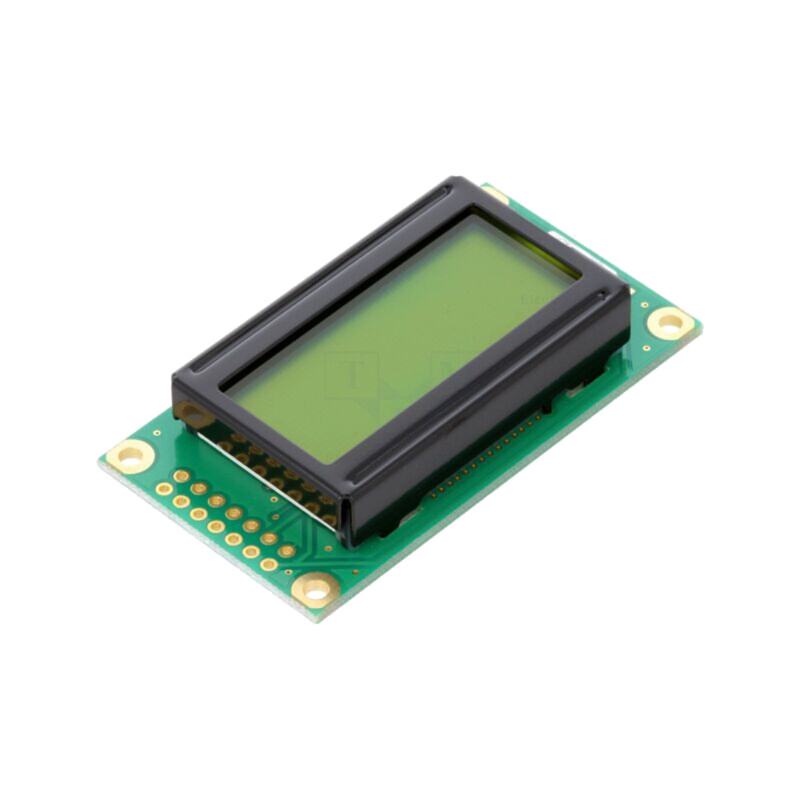 Afişaj: LCD; alfanumerice; STN Positive; 8x2; galben-verde; LED