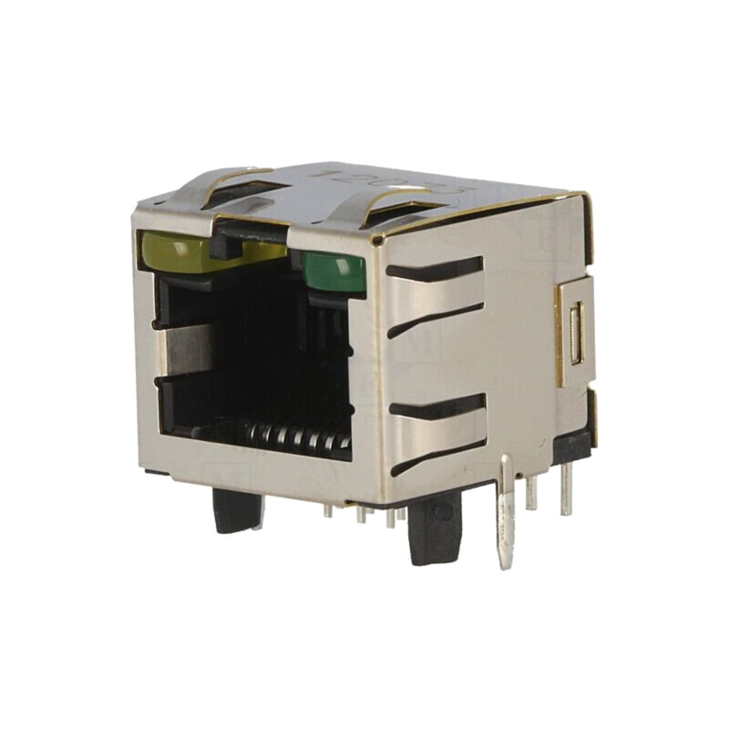 Conector: RJ45; soclu; PIN: 8; Cat: 5; ecranat,cu diodă LED; aurit