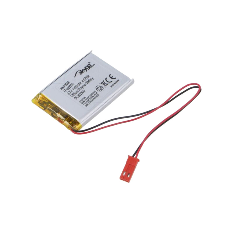 Acumul: Li-Po; 3,7V; 1100mAh; cabluri,contector JST SYP-02T-1 Acumul: Li-Po; 3,7V; 1100mAh; cabluri,contector JST SYP-02T-1