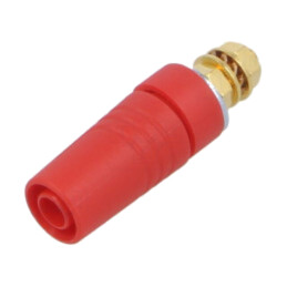 Conector: banană 4mm; soclu; 32A; 1kV; roşie; aurit; M4,înşurubare