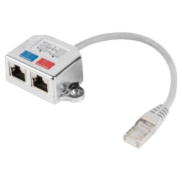 Splitter; argintie; Cat: 5e; RJ45 soclu x2,RJ45 mufă x1; 0,15m