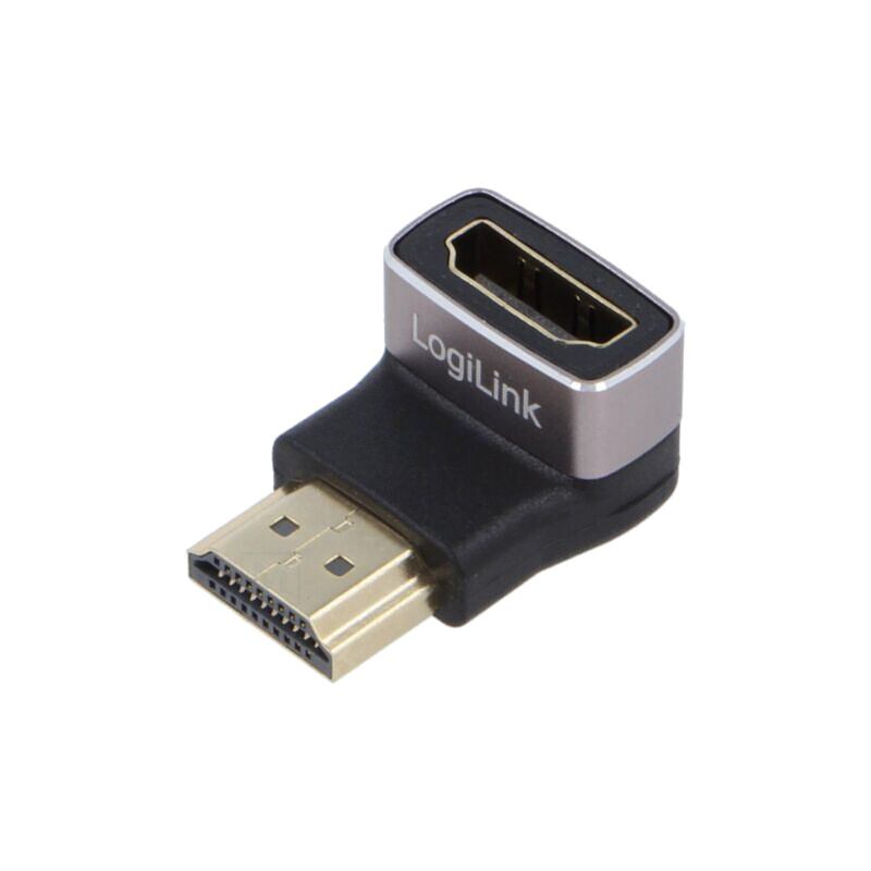 Adapter; HDMI socket,HDMI plug 90° up/down; HDMI 2.1; black