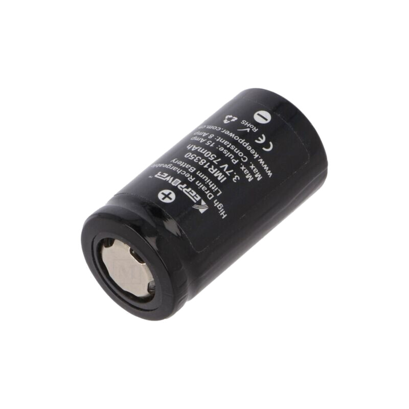 Acumul: Li-Ion; 18350; 3,7V; 750mAh; Ø18x35mm; 8A