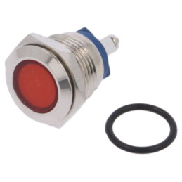 Lampă de control: LED; plată; roşie; 12VDC; 12VAC; Ø16mm; cu şurub