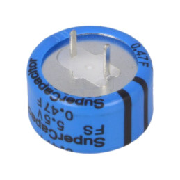 Supercondensator; THT; 0,47F; 5,5VDC; -20÷80%; Raster: 7,62mm; 13Ω