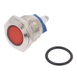 Lampă de control: LED; plată; roşie; 24VDC; 24VAC; Ø16mm; cu şurub