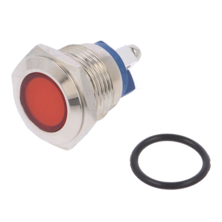 Lampă de control: LED; plată; roşie; 24VDC; 24VAC; Ø16mm; cu şurub